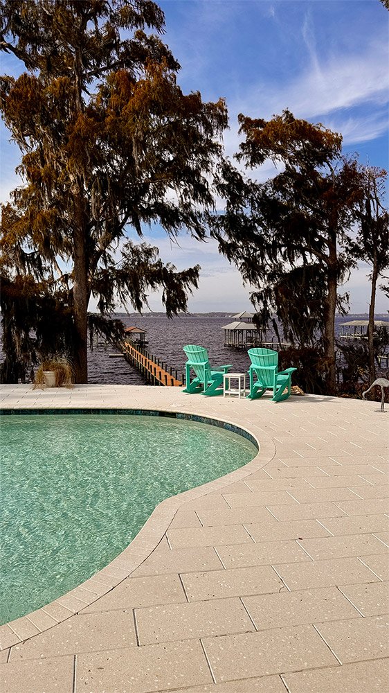 backyard patio with pool deck